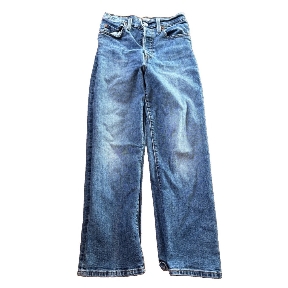Levis Ribcage Straight Fit Jeans Women 27x27 Button Fly Dark Wash